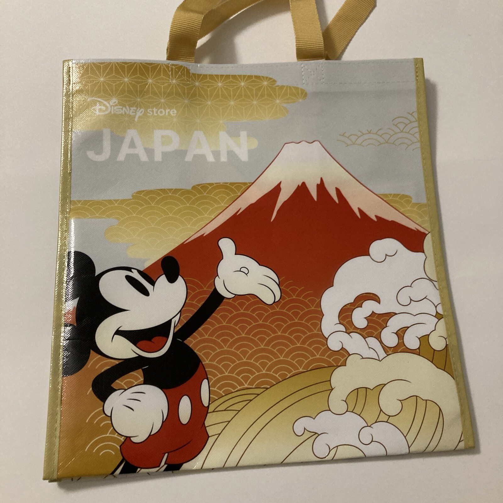 Disney Store Tokyo Japan Mickey Mouse Mt Fuji Tote Bag Ocean Waves Shopper New