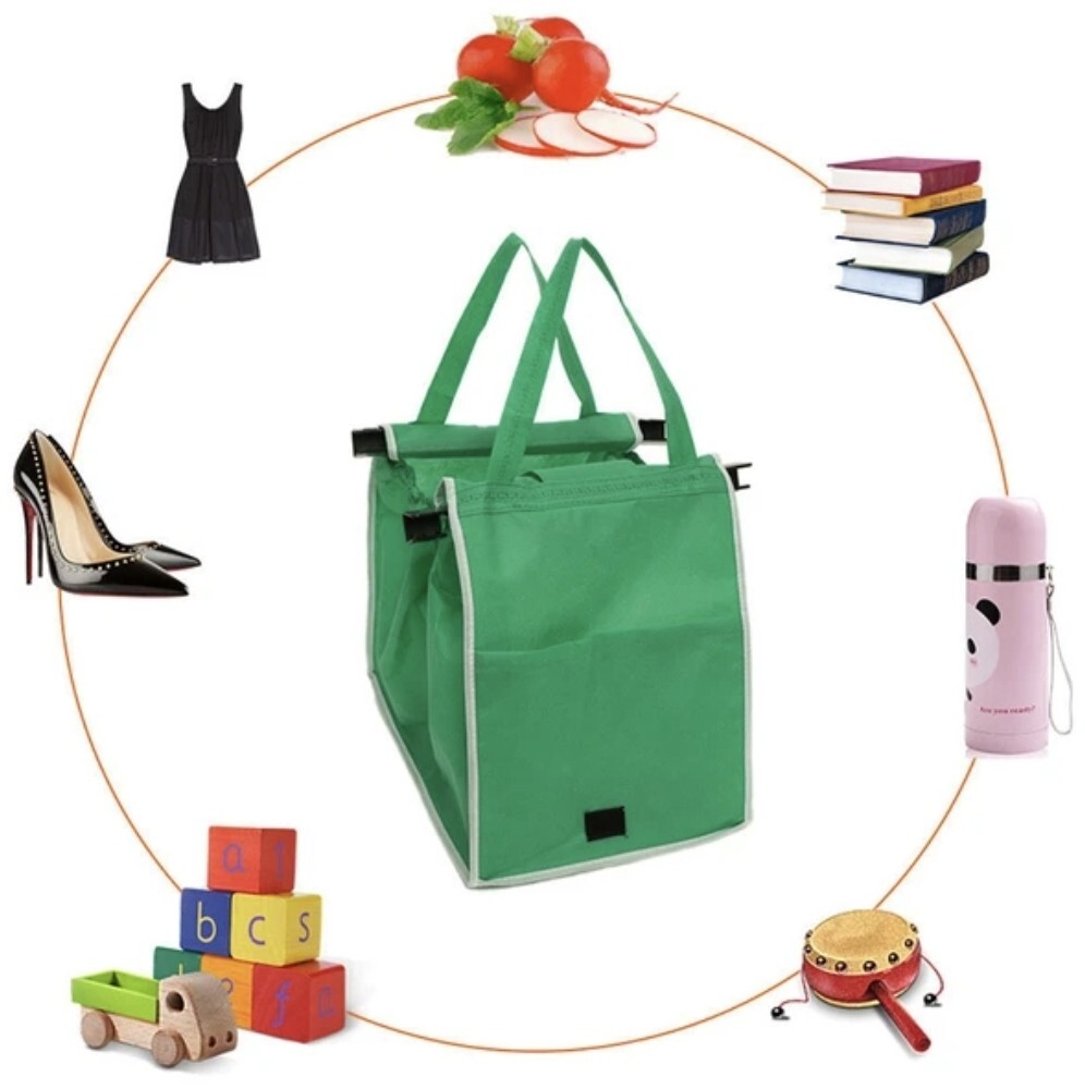 Reusable Shopping Bags Green Eco Foldable Handle Trolley Bag Grocery