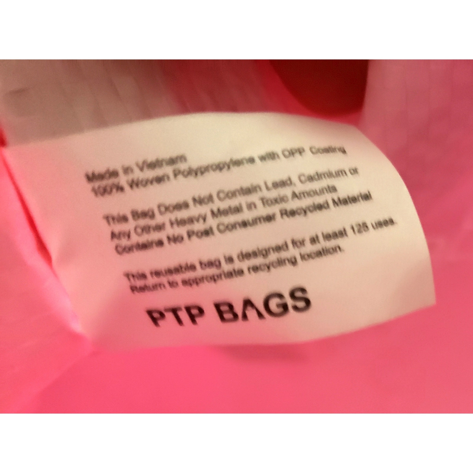 Hot Pink Vera Bradley Shopping Bag, 9″ x 8″