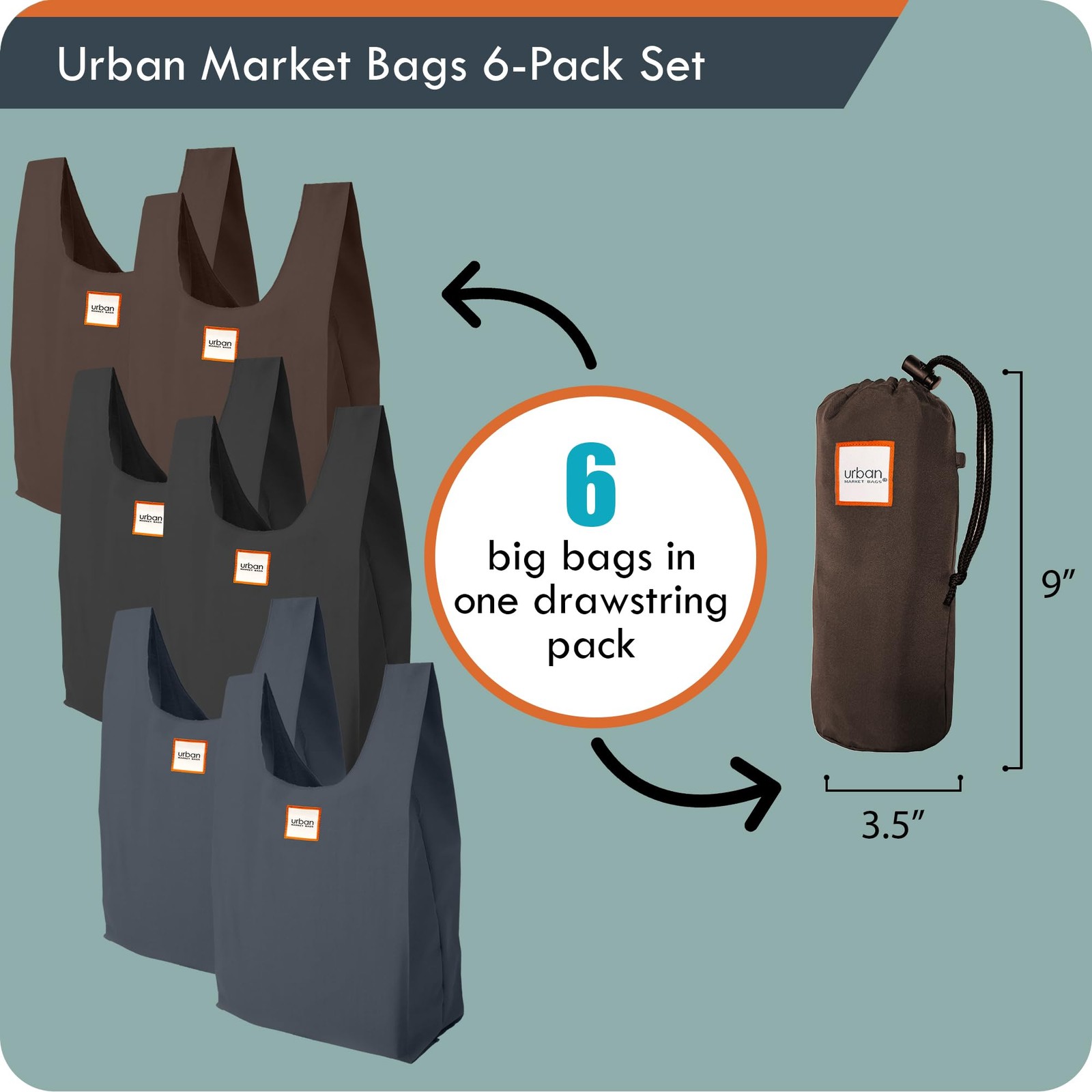 – Galaxy -6 Foldable Reusable Shopping Bags in 1 Compact Pouch, Luxury Qualit…