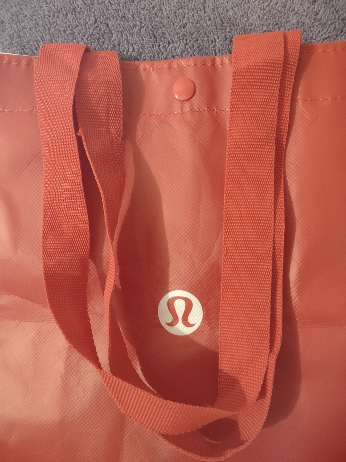 Reusable LULULEMON Shopping Tote Bag Fabric Handles Snap Closure 11.5″ x 9″ x 4″