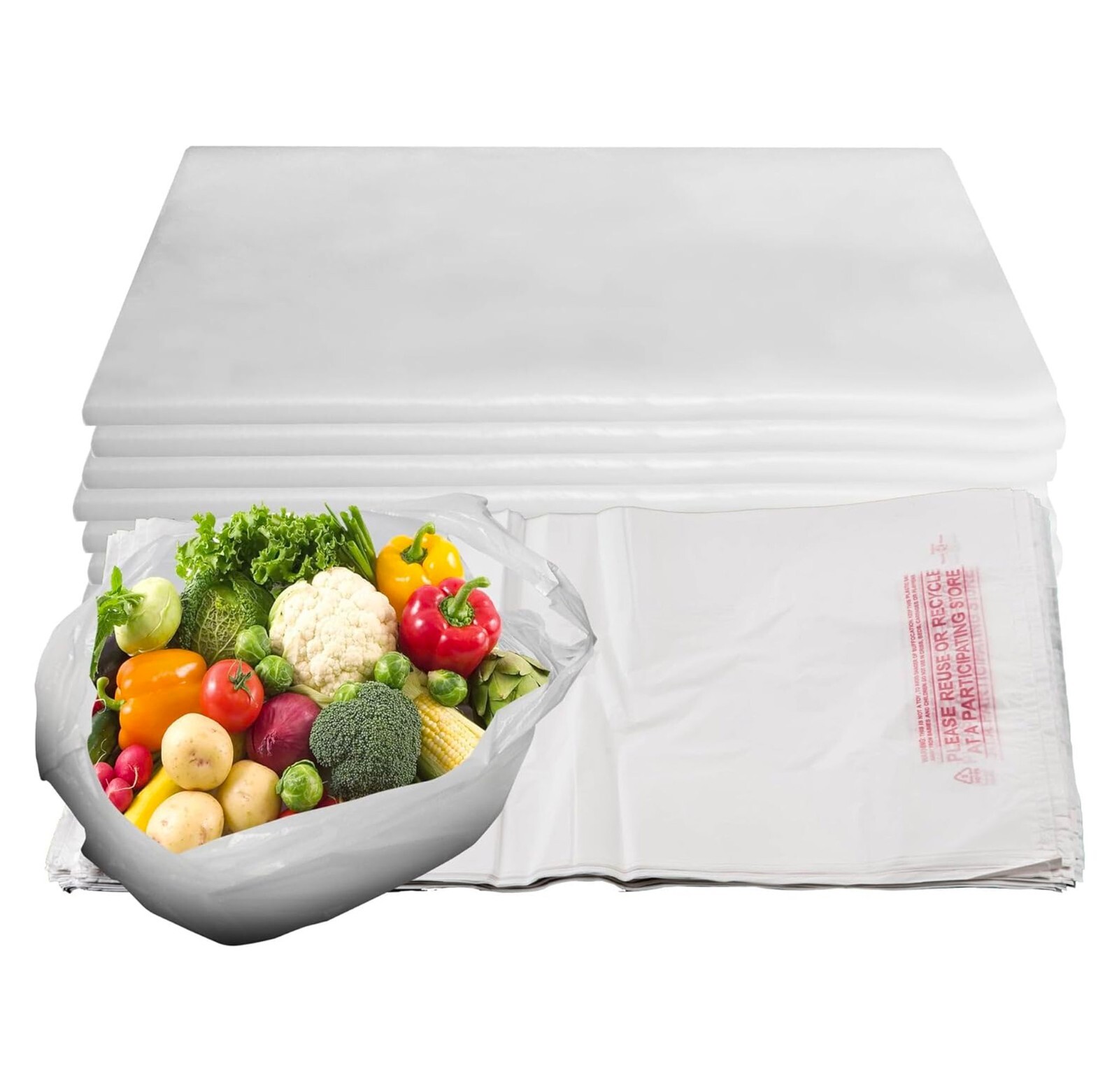 5000 Pack – 1/10 White Plastic Shopping Bags, Grocery Bags 8x4x16