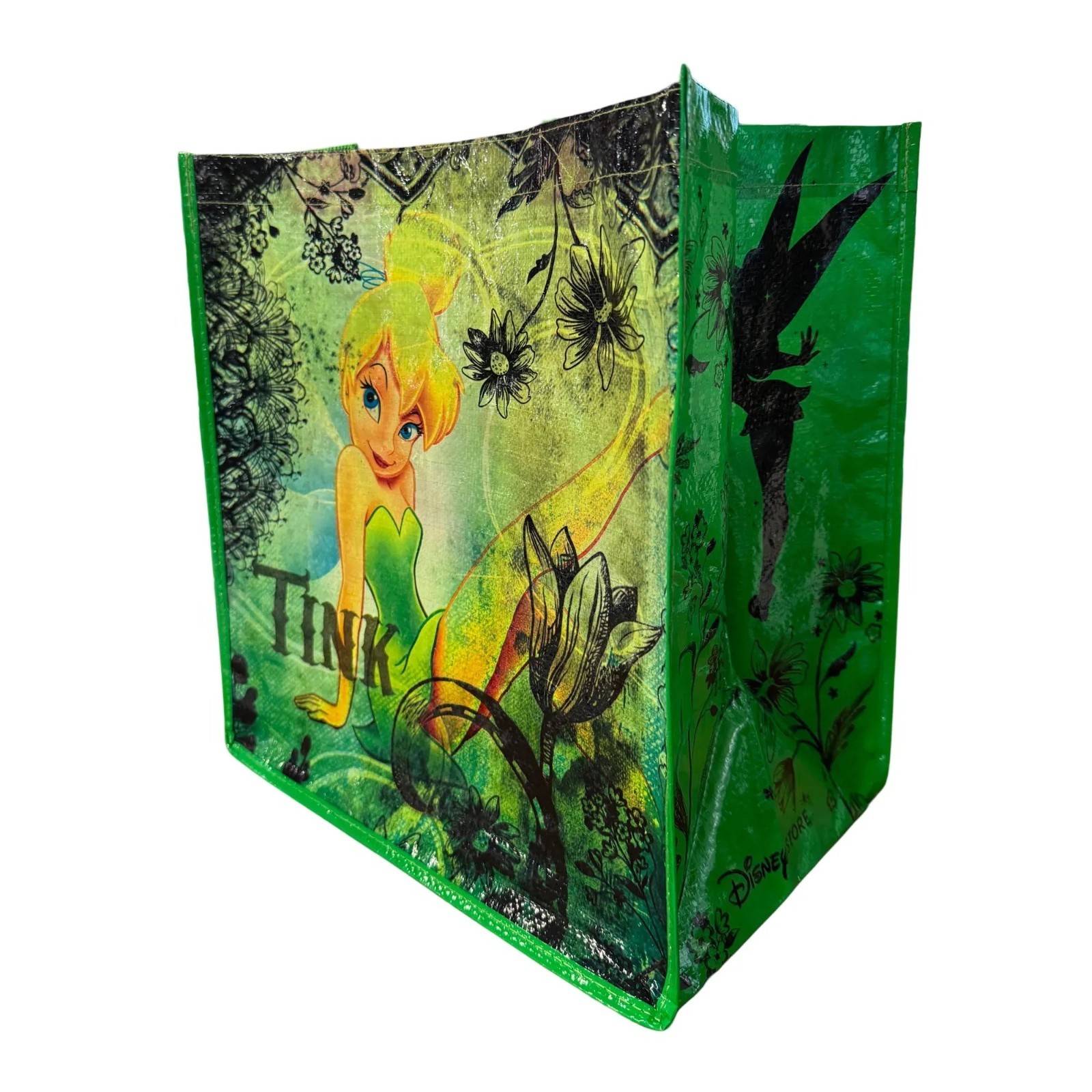 Disney Tinker Bell Green Reusable Gift Tote Bag with Front Pouch NWT