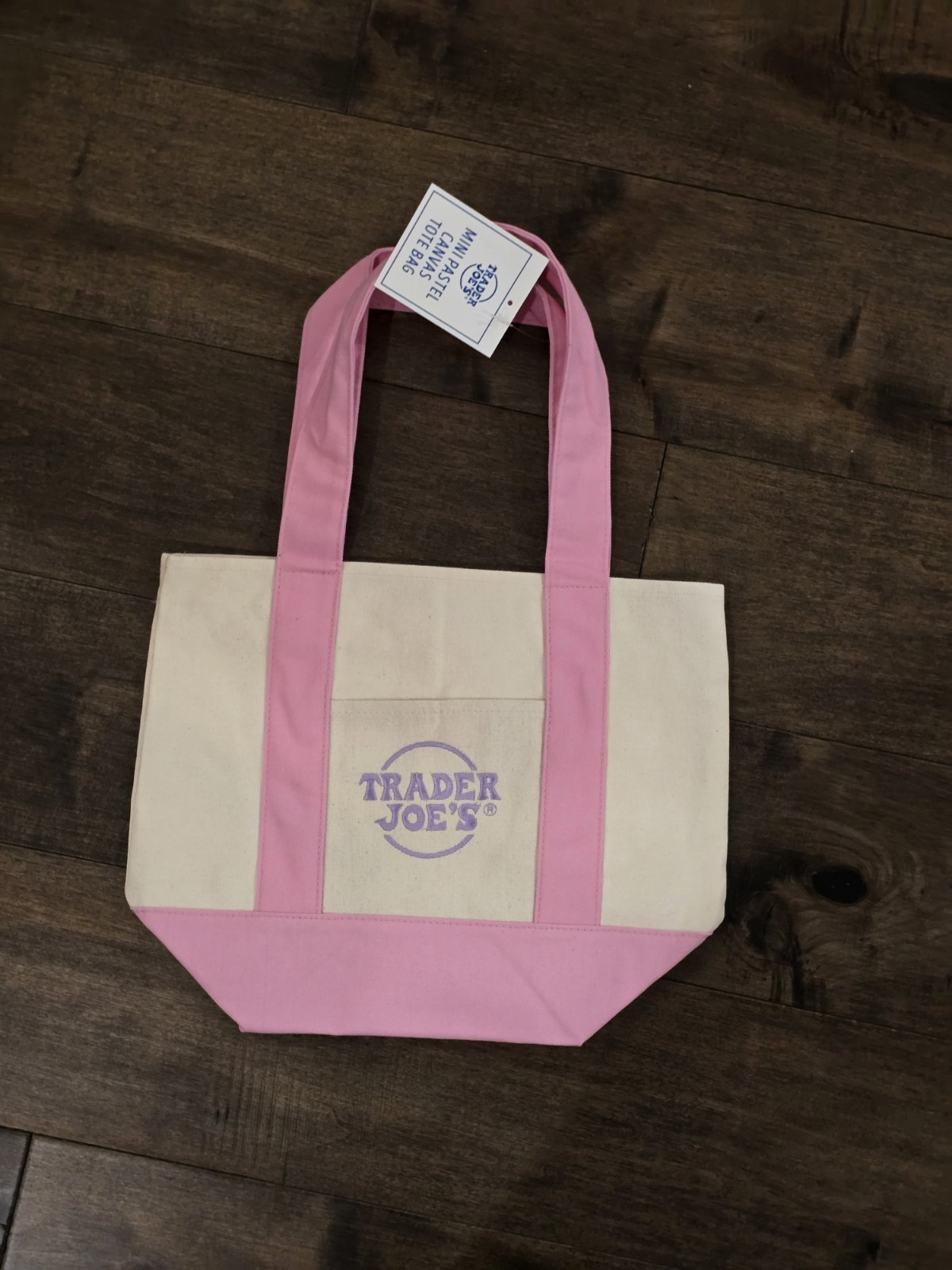Trader Joe’s Mini Pastel Canvas Tote Bag Set Of 4 Pink Blue Green Purple NWT