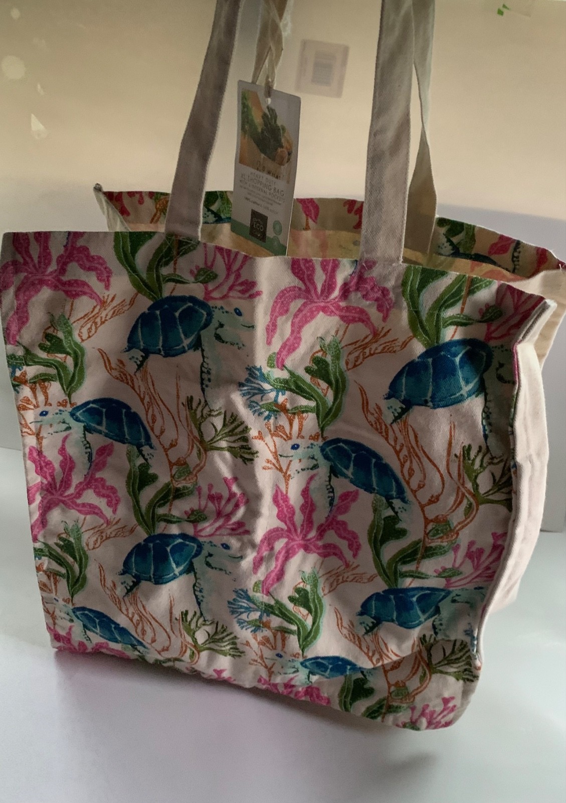 NEW! Eco Ciroa Reusable Tote Heavy Duty XL Shopping Bag 2 Straps Sturdy Canvas