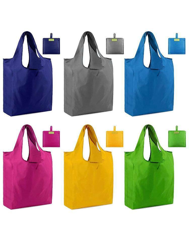 Grocery Bags Reusable 6 pack Machine Washable Eco Bag 50Lbs Large Colors Plain