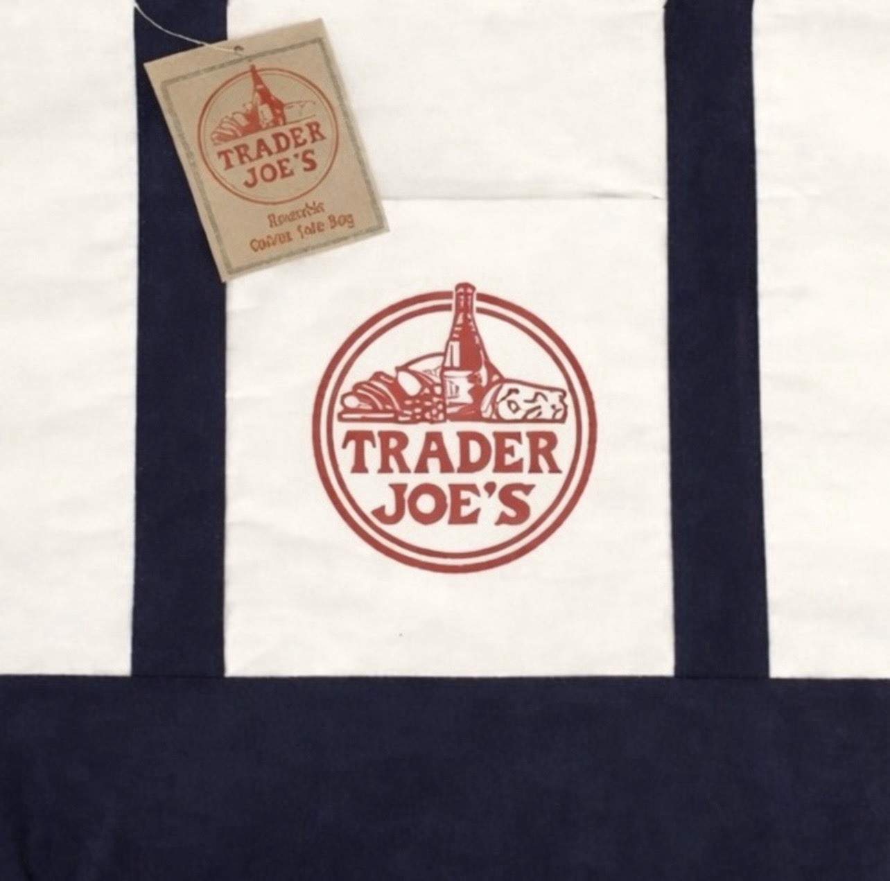NWT Trader Joe’s Large Canvas Shopping Tote Bag Heavy CottonReusable Navy Blue