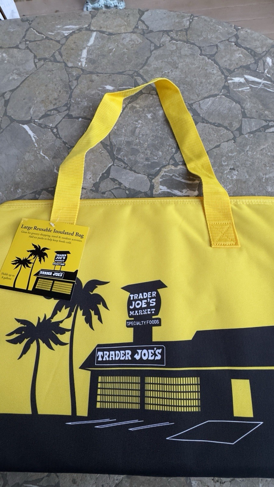 Trader Joe’s Cooler Tote Bag Large 8 Gal Insulated Reusable Yellow Pasadena