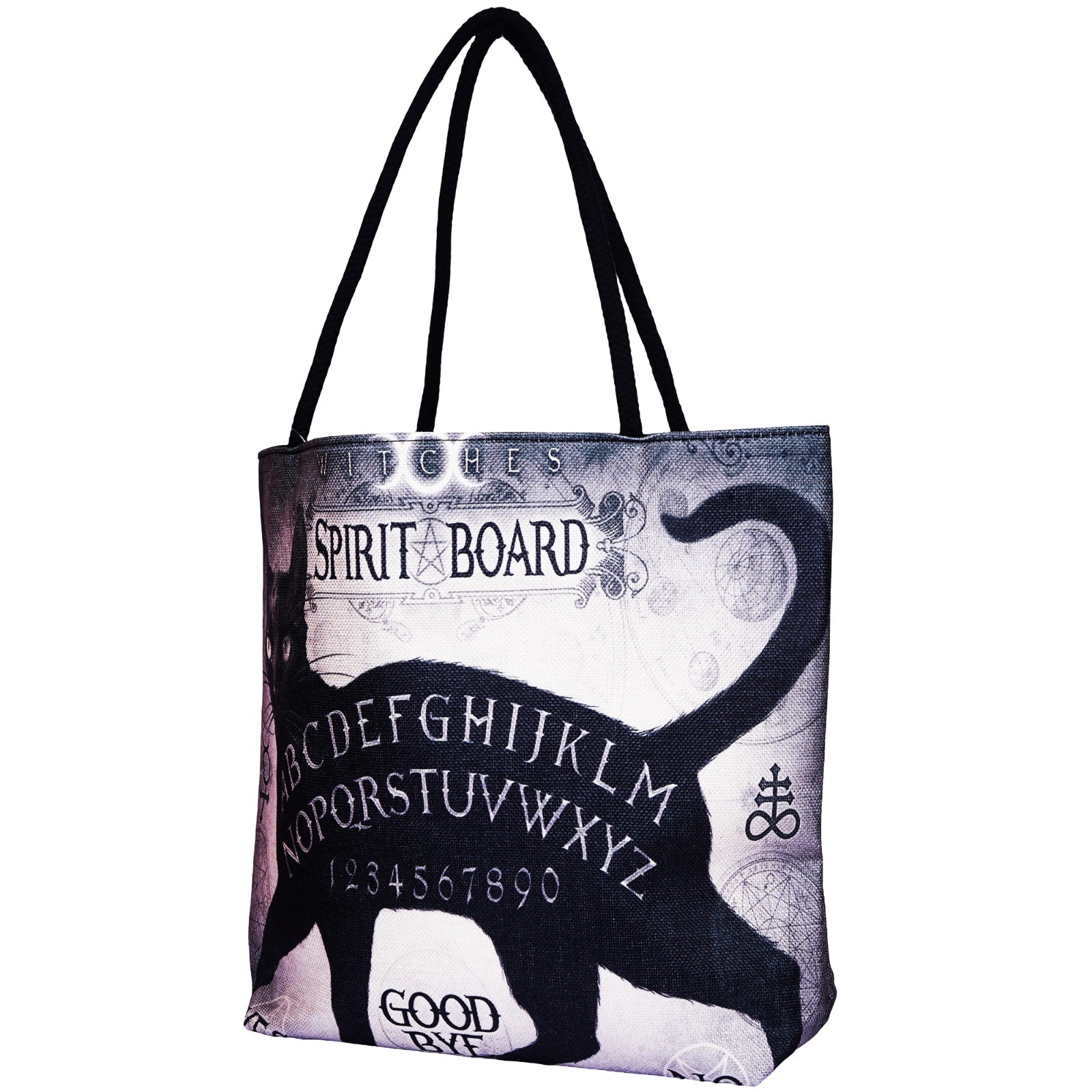 Alchemy Gothic Black Cat Spirit Board Tote Bag – 17 x 15 x 4.5 Inch Shoulder Bag