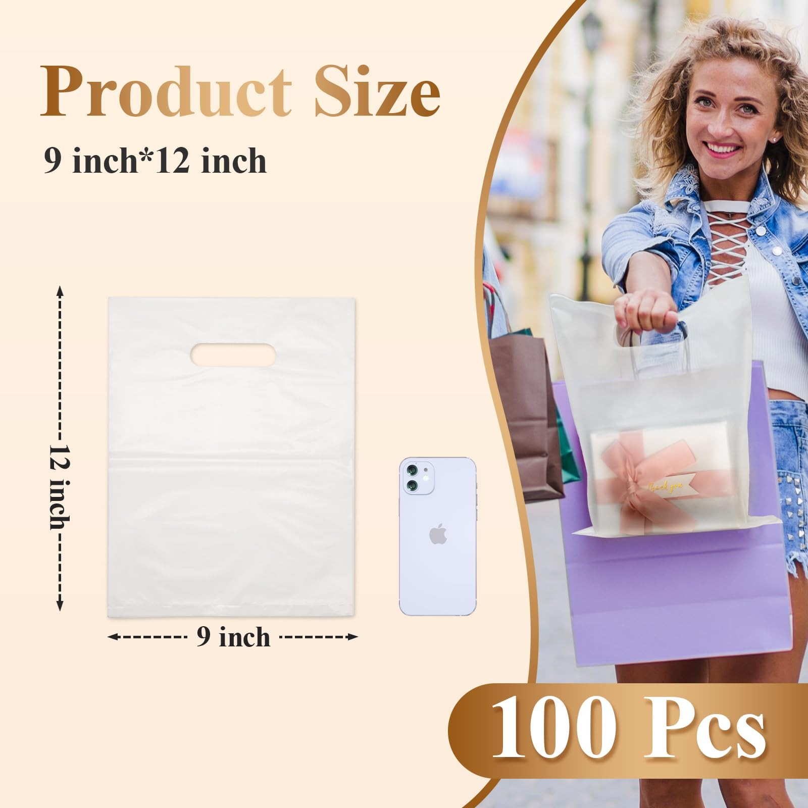 COSGOOLK 100 Pcs Plastic Bags 9 x 12 inch, 100 Pcs/9 x 12 inch Foggy White