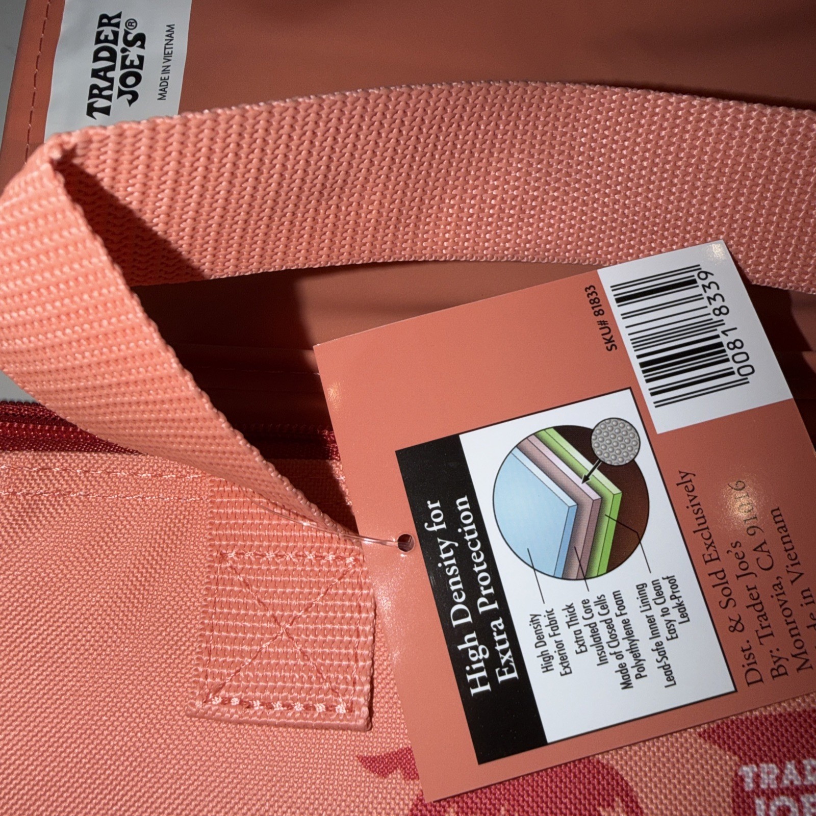 Trader Joes Mini Insulated Bags, 1 Peach! New!! 1.5 Gal