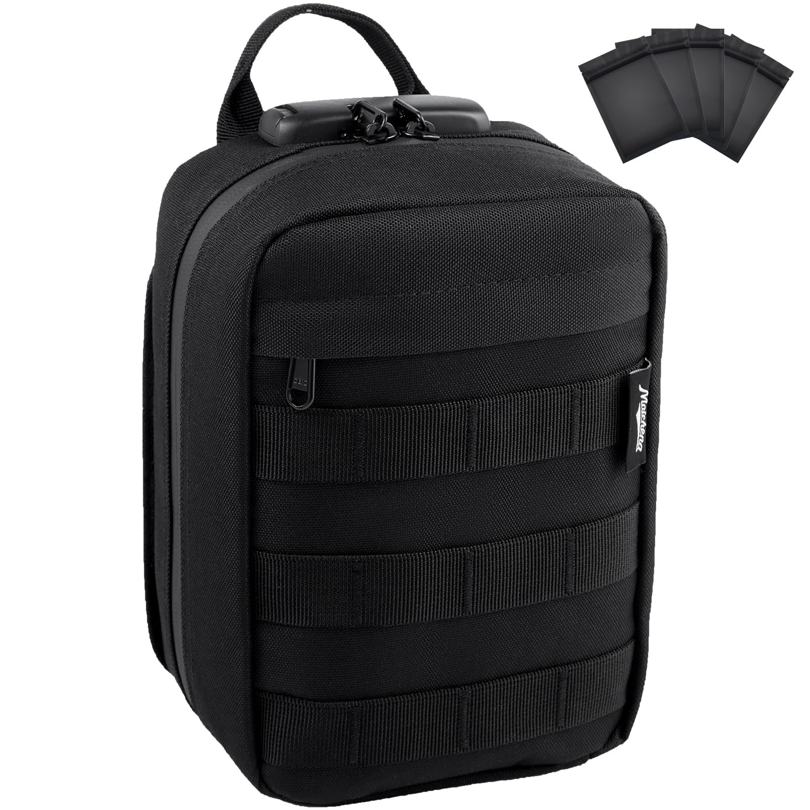 MAICHENG Storage Bag with Combination Lock Small Travel Medicine Black