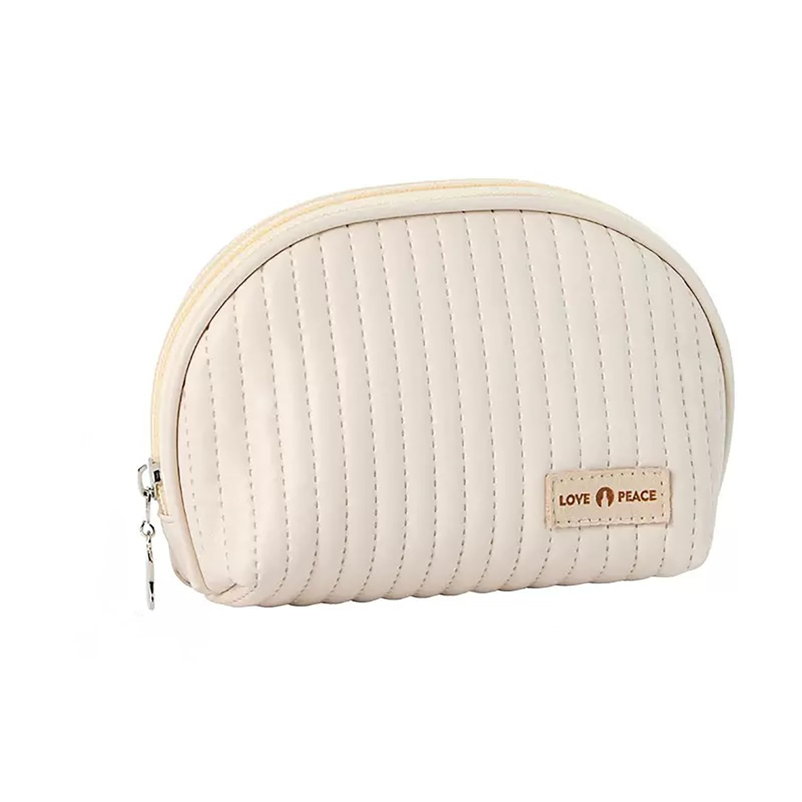 Duleylv Small Makeup Bag for Purse Mini Cosmetic 5.5 x 4.5 x 2.8 inch, Beige