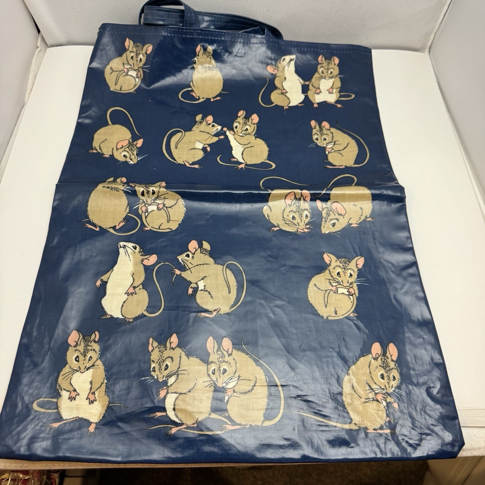 Ulster Weavers U.K. PVC Cotton Vinyl Cute Mice Mouse Shopping Tote Bag 18” X 14”
