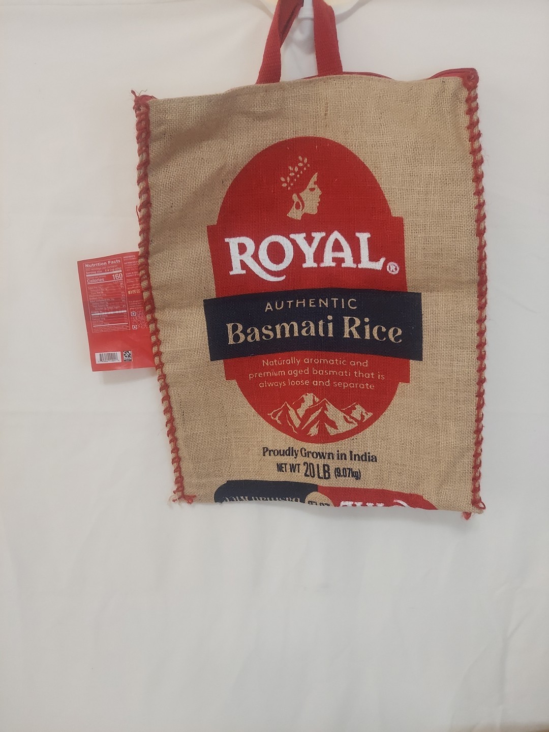 Royal Authentic Basmati Rice Burlap/Jute Display Bag 20 LB Sack Empty Bag