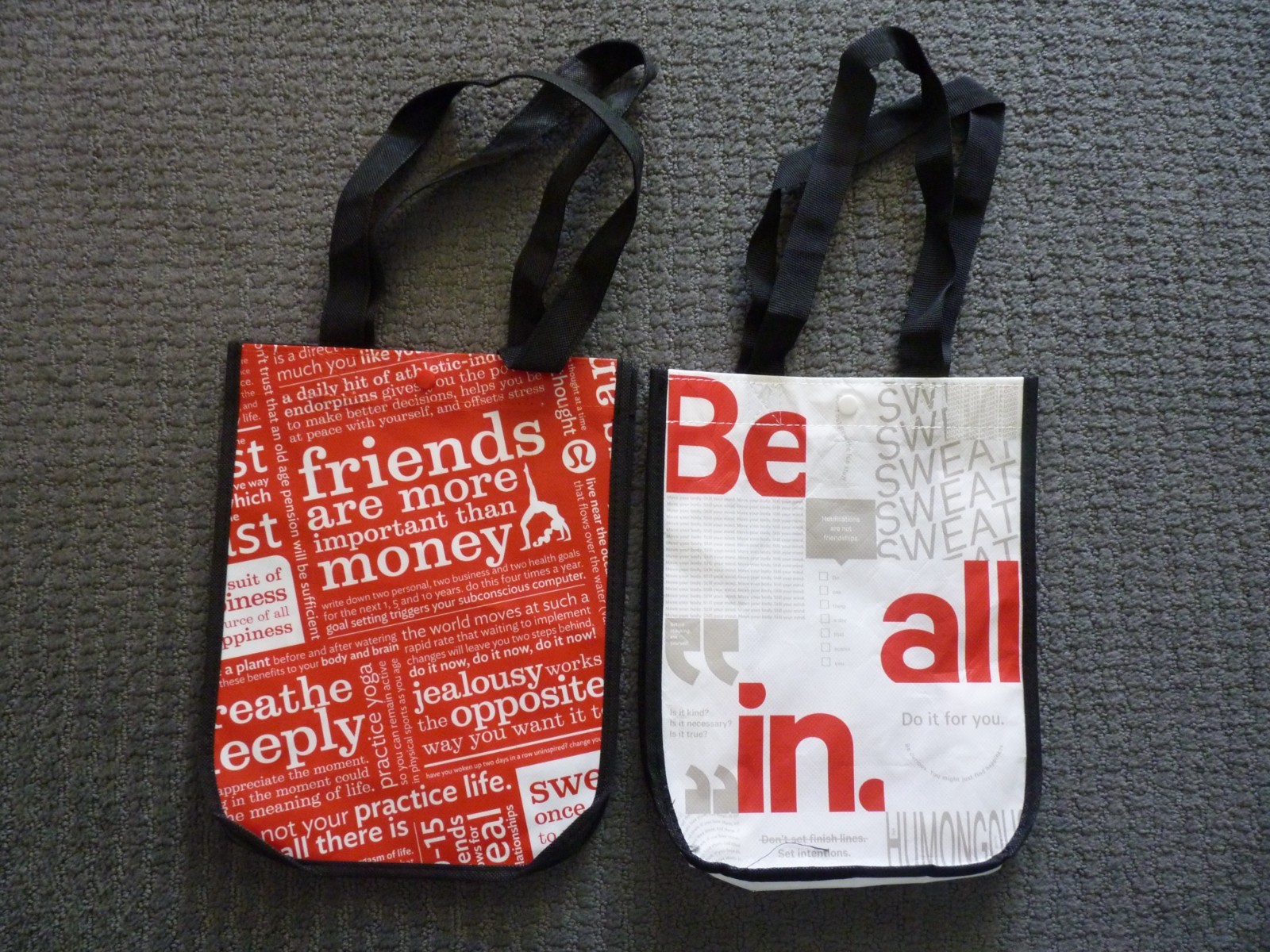 Lululemon Reusable Shopping Tote Bags (4) Small Totes Different Designs #4