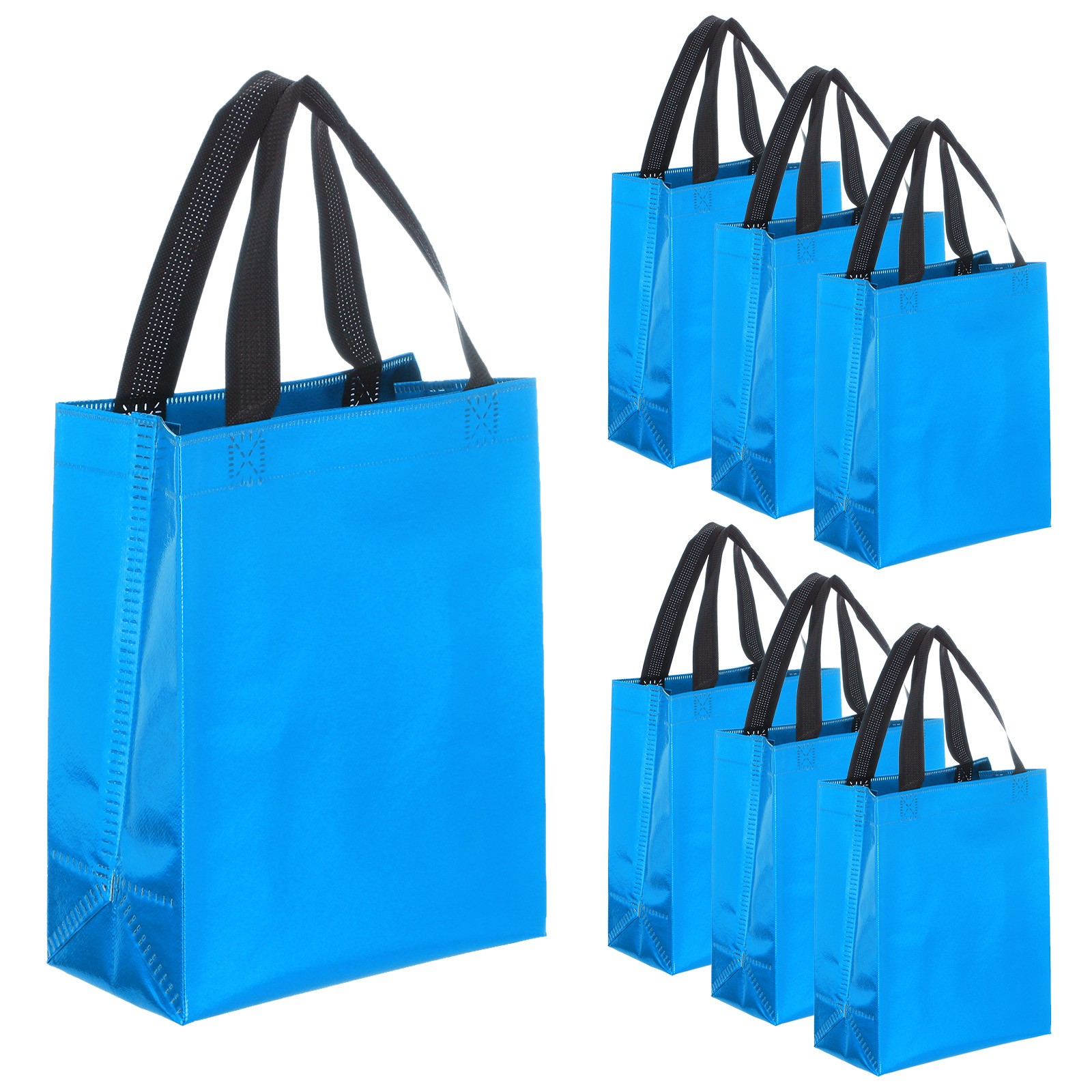 15Pcs Laser Gift Bags with Handles Bulk, Glossy Finish Gift Bags Blue
