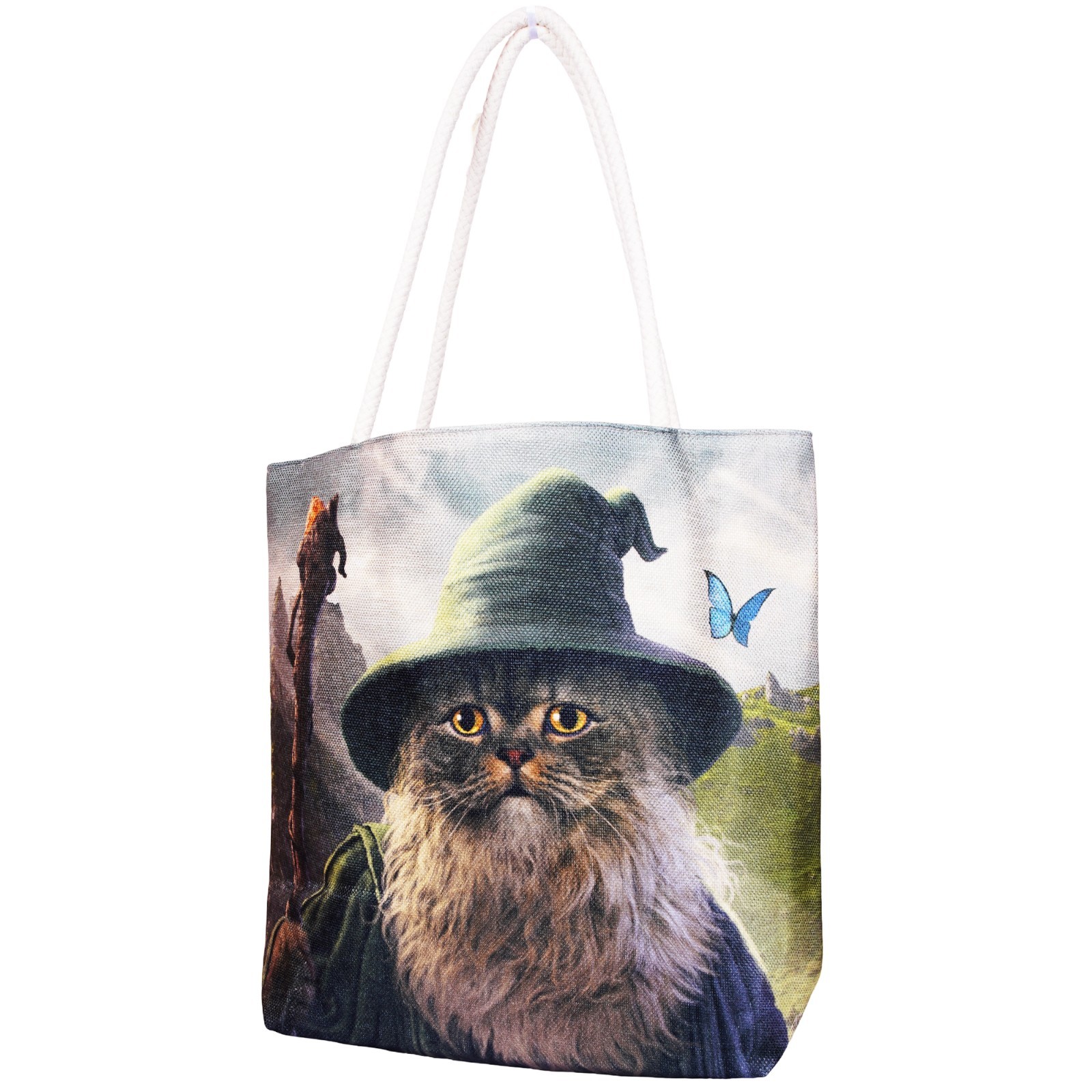 Catdalf The Cute Jute Tote Bag | 17 x 15 Inches | Durable Shopping Shoulder Bag