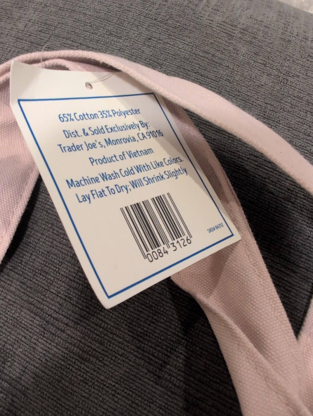 Trader Joe’s Striped Mini Canvas Tote Bag Pink/White, Machine Washable