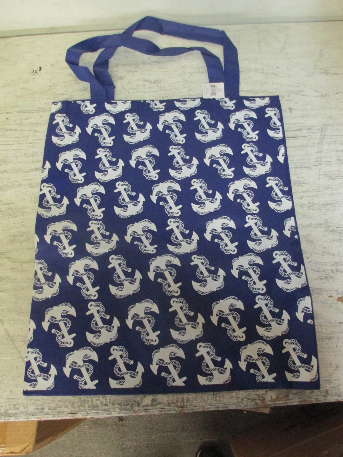 Reuseable Navy Blue Nautical Theme Ropes & Anchors Tote Bag 15″ x 17″ NWT