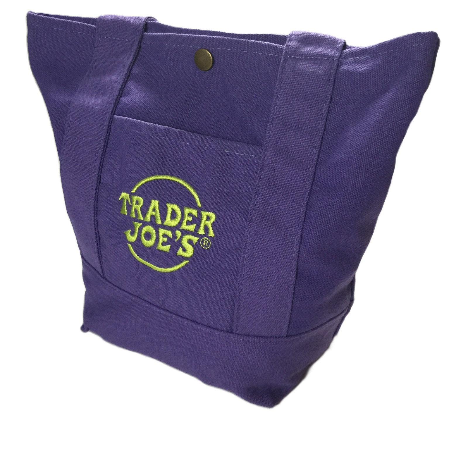 Trader Joe’s Mini Canvas Tote Bag With METAL SNAP FASTENER Halloween & Grocery