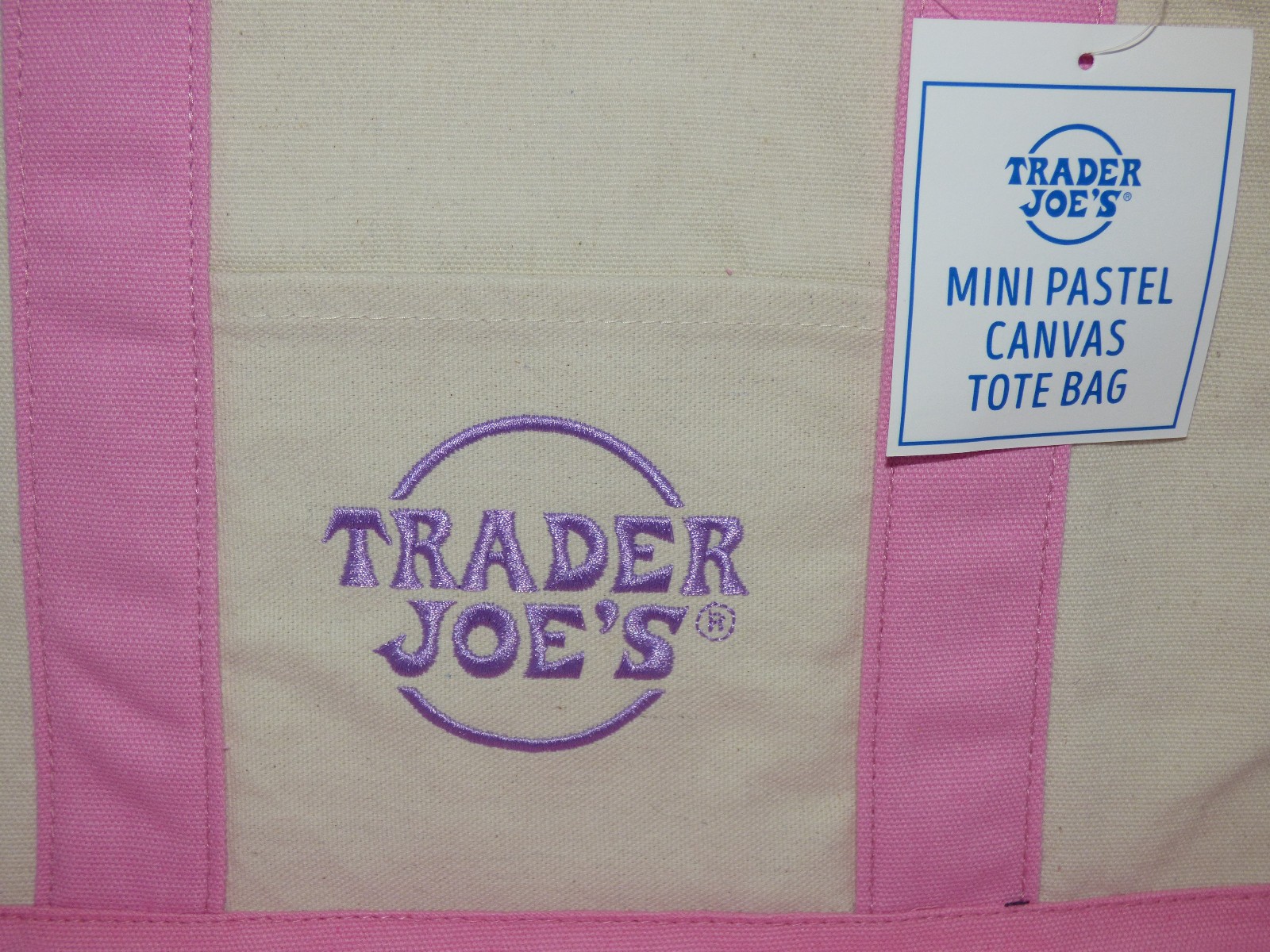 Trader Joe’s – Mini Canvas Tote Bag – Pink – Spring 2026 – Limited Edition