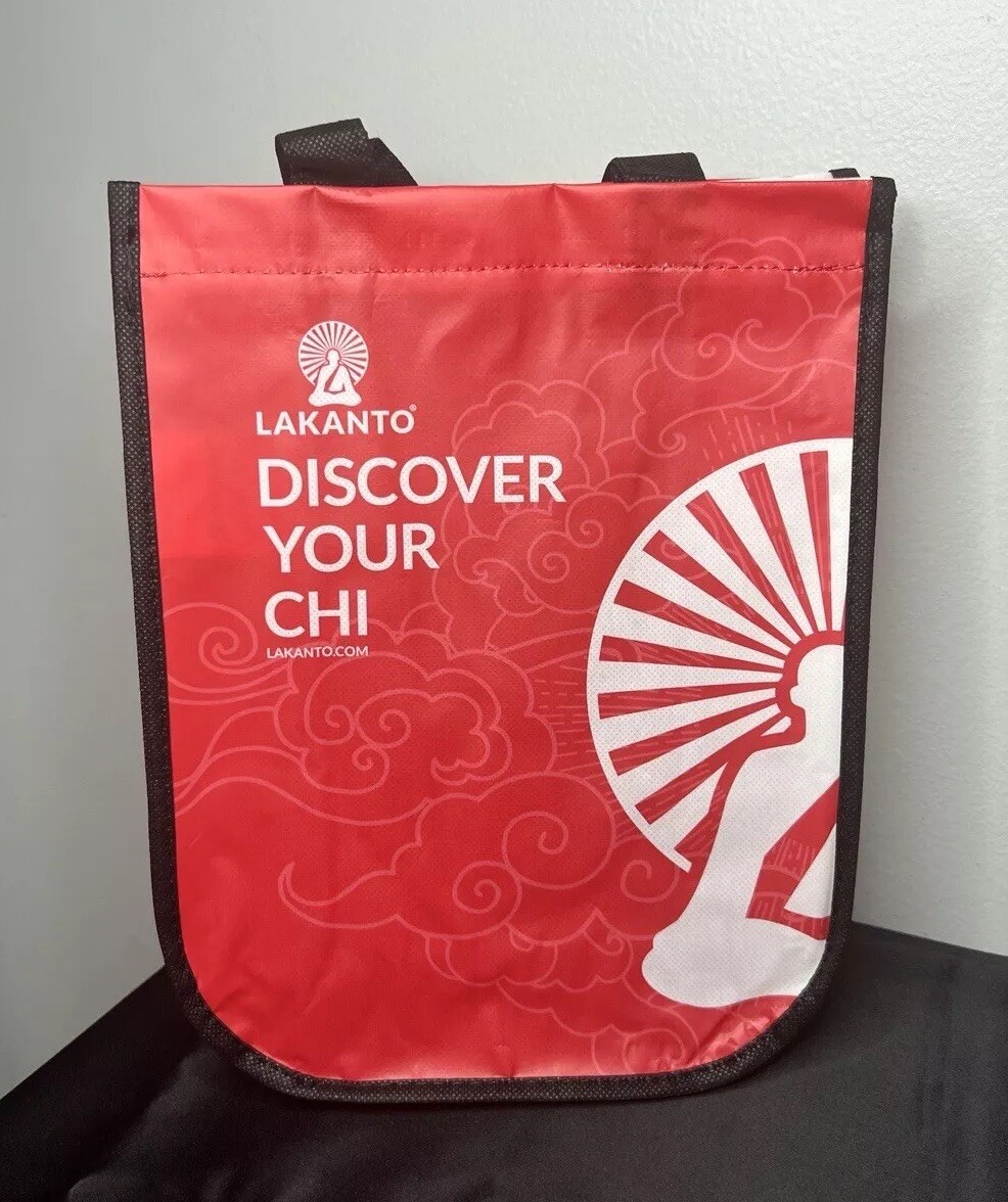Lakanto “Discover Your Chi” Reusable Tote Shopping Bag Red White & Black 12”x9”