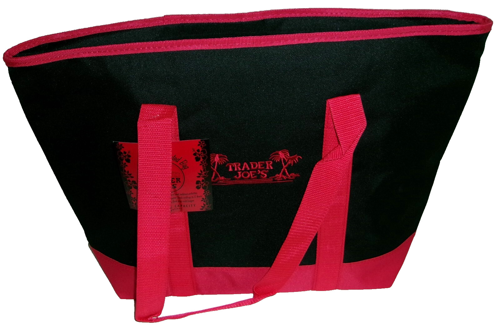 TRADER JOE’S Insulated Tote Bag ~ RED & BLACK ~ Large – 20″ X 14″X7″ – 7 Gallons