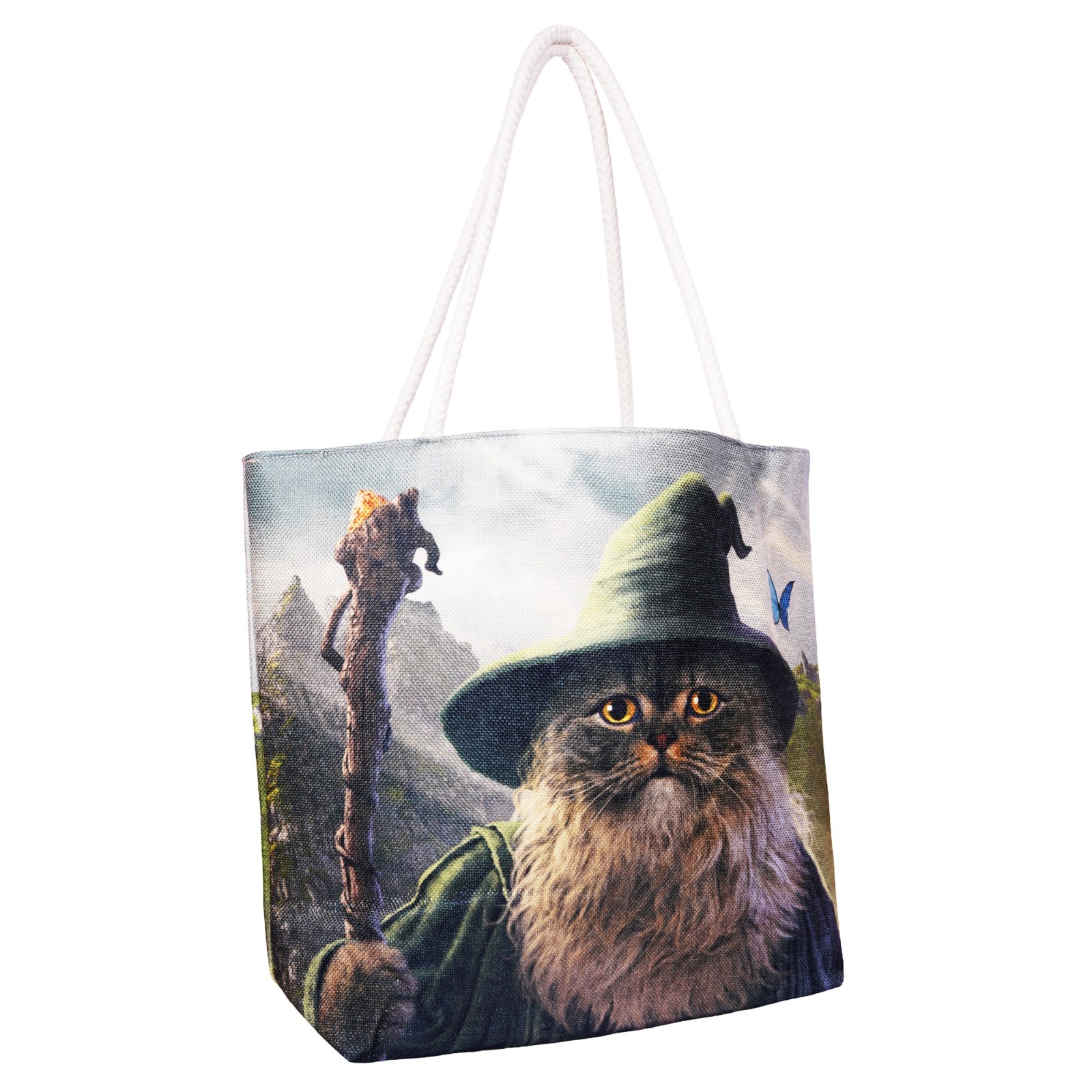 Catdalf The Cute Jute Tote Bag | 17 x 15 Inches | Durable Shopping Shoulder Bag
