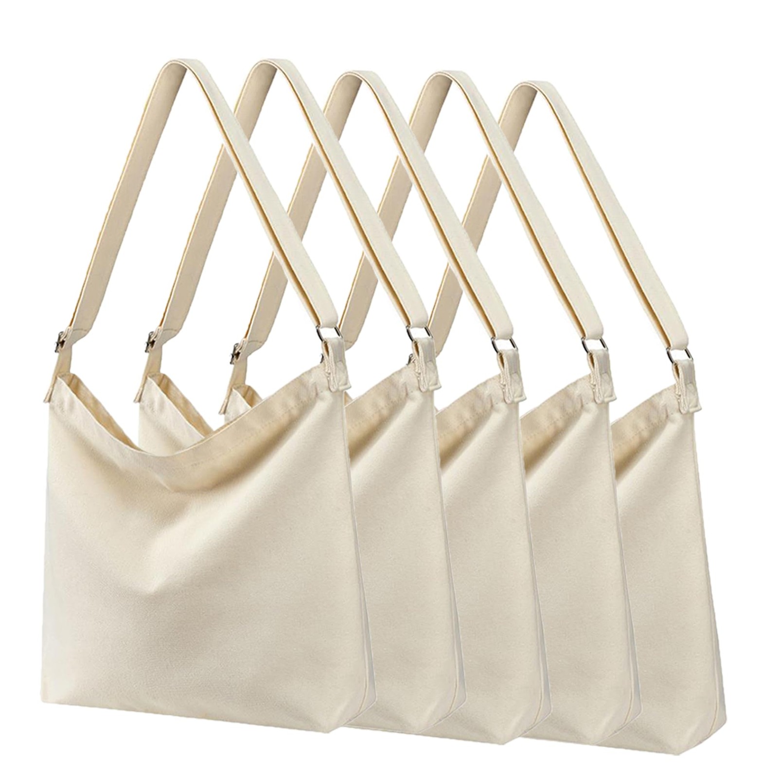 (5pack Beige Women’s blank large Size Canvas Crossbody Tote Handbags Shoulder…
