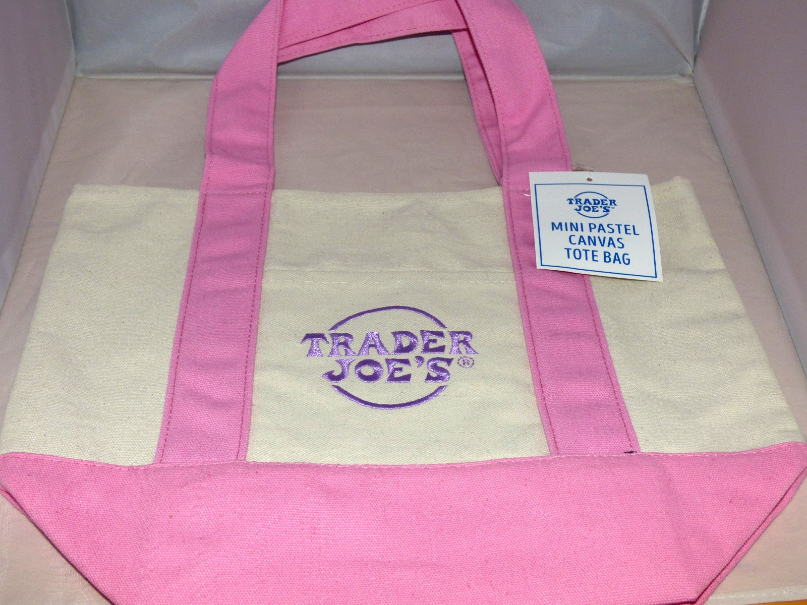 Trader Joe’s – Mini Canvas Tote Bag – Pink – Spring 2026 – Limited Edition