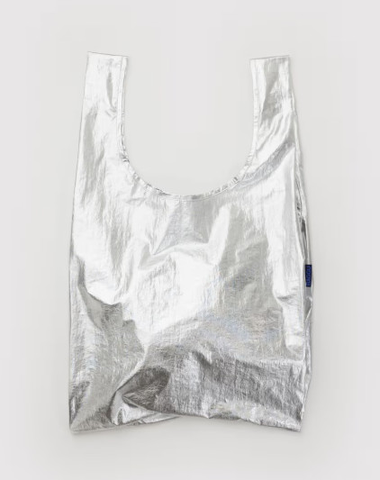 NWT Baggu Standard Reusable Bag Chrome Metallic US seller Discontinued OOP SoldO