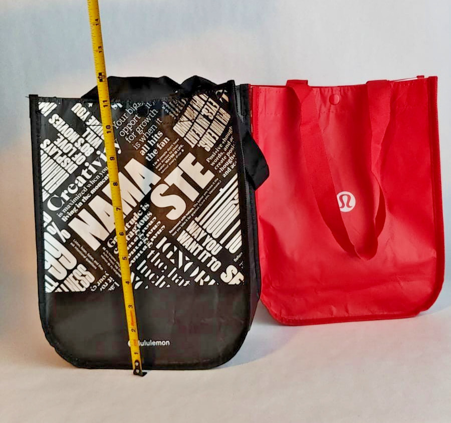Lululemon Red | Black Reusable Shopping Gift Bag Medium Yoga Tote 9.5″ x 12″