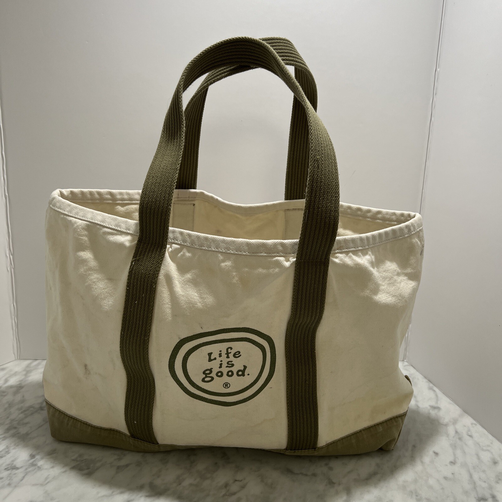 Life Is Good Canvas Boat Tote Weekend Outdoors Travel Shopping 100% Cotton