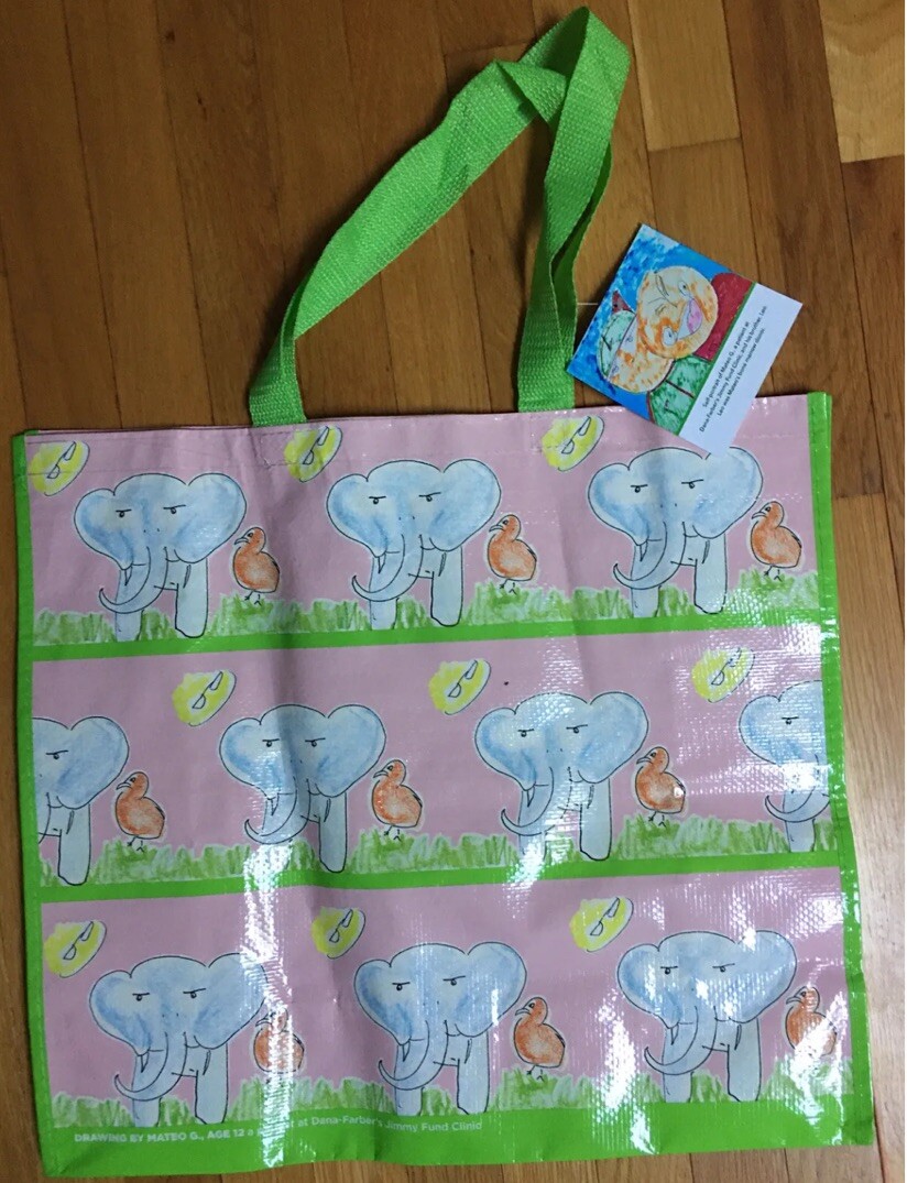 ELEPHANTS 🐘 REUSABLE Shopping Bag~HomeGoods~EcoFriendly TOTE~Jimmy Fund CUTE!