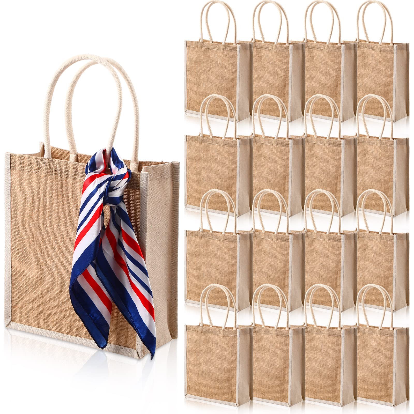 16 Pack Burlap Tote Gift Bags with Soft Handles Heavy Duty Multipurpose Jute …