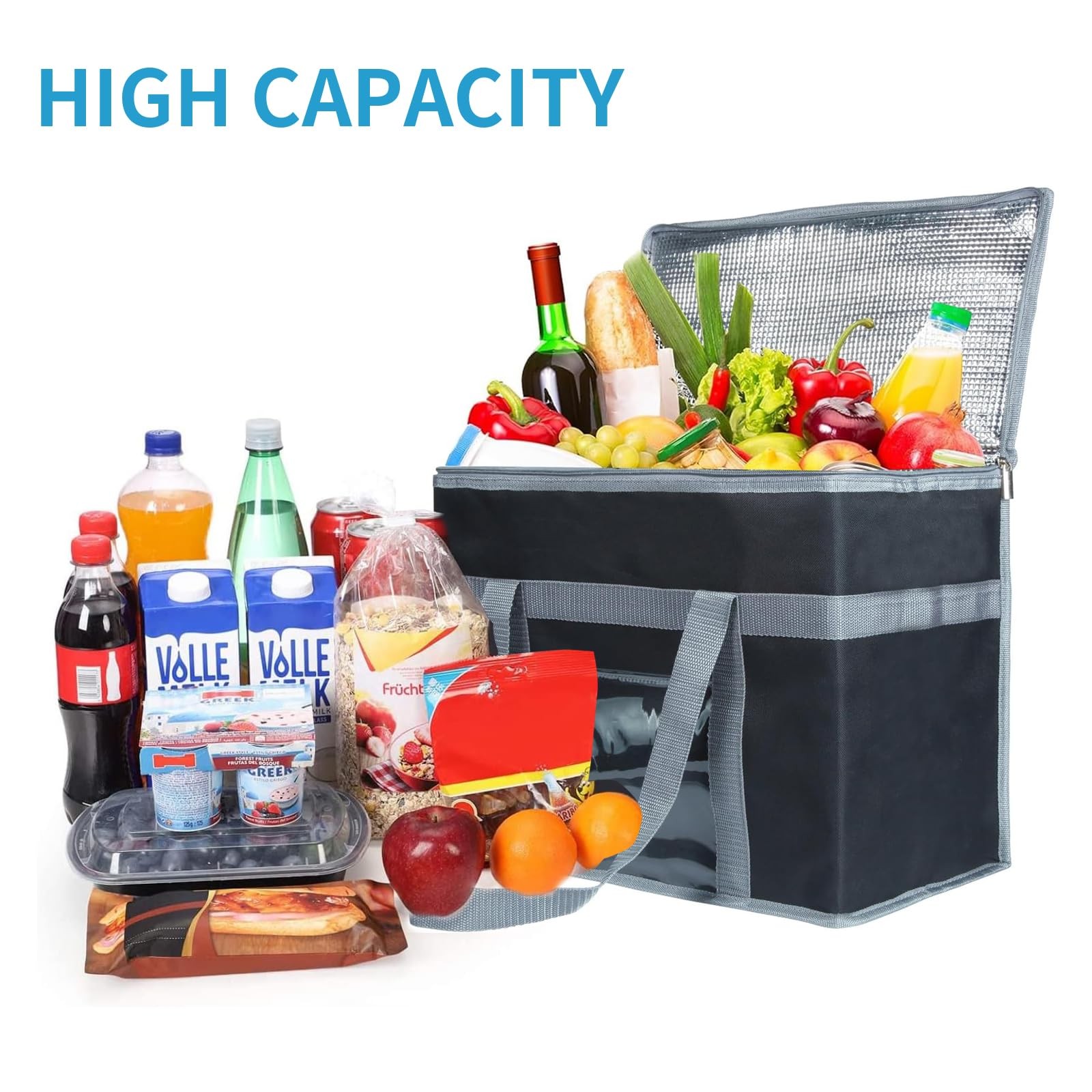 Cooler Bag Large Foldable Reusable Thermal Tote Camping Food Delivery Shopping