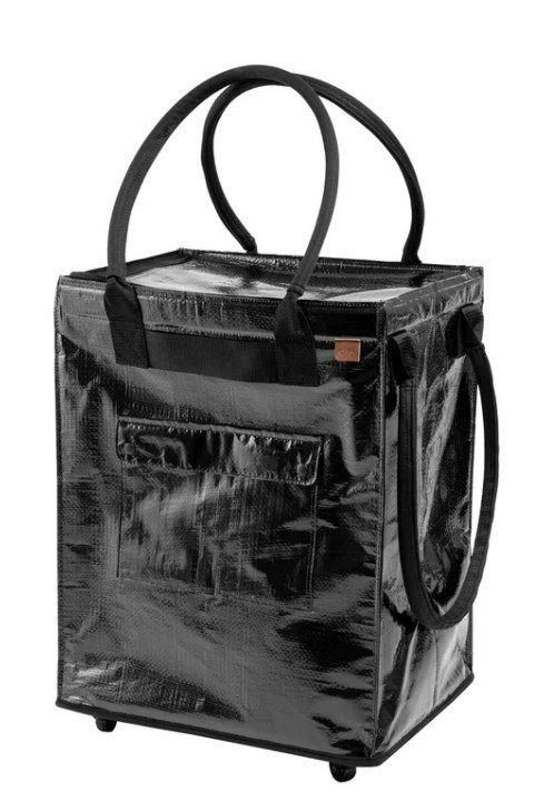 CleverMade Foldable Tote Bag on Wheels Rolling Tote Bag (24”) – Black – 1796150