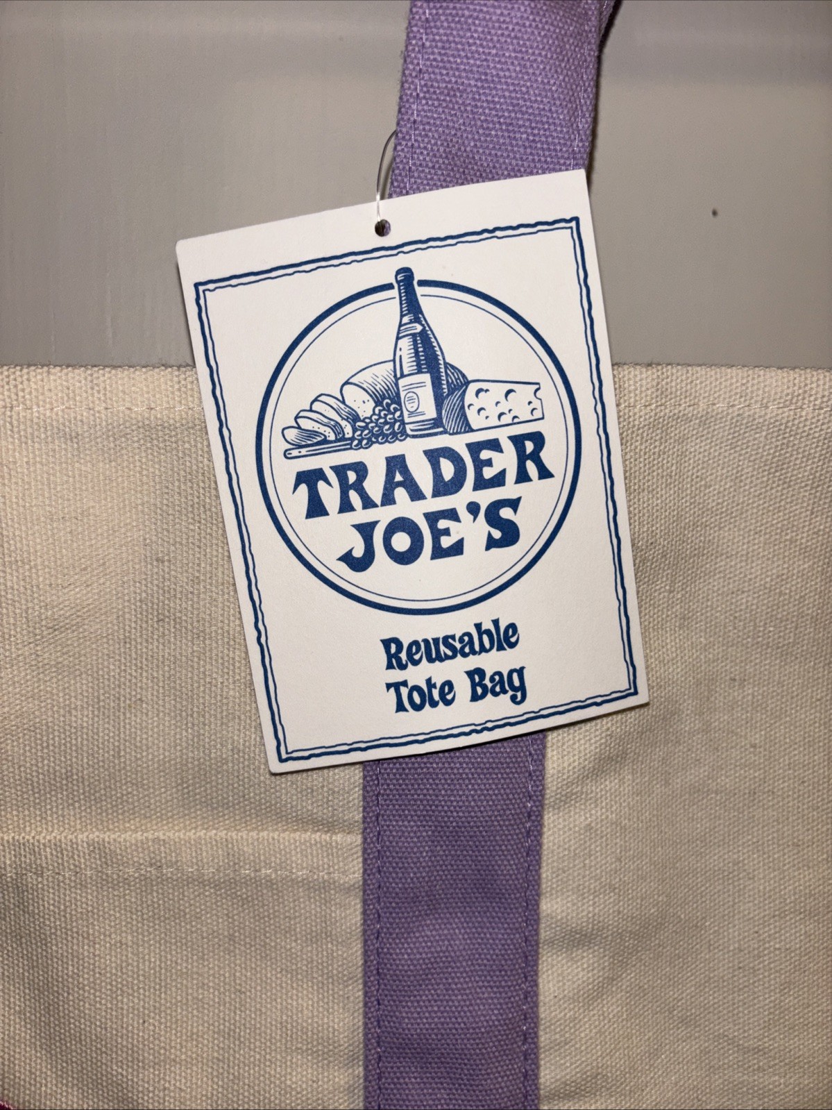 Trader Joe’s Tote Bag Canvas Large Lavender 2026 NWT