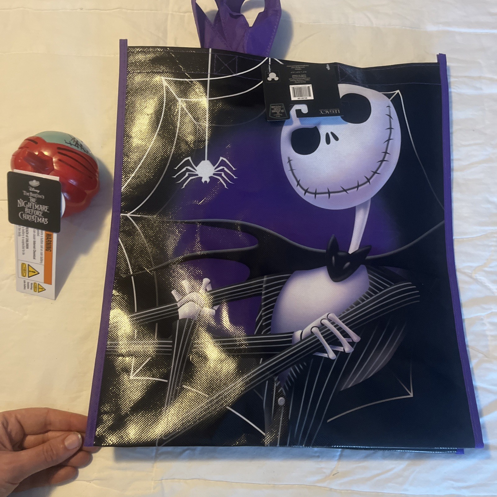 JACK SKELLINGTON SALLY Mini Blow Mold + Reusable Black Shopping Gift Bag Handle