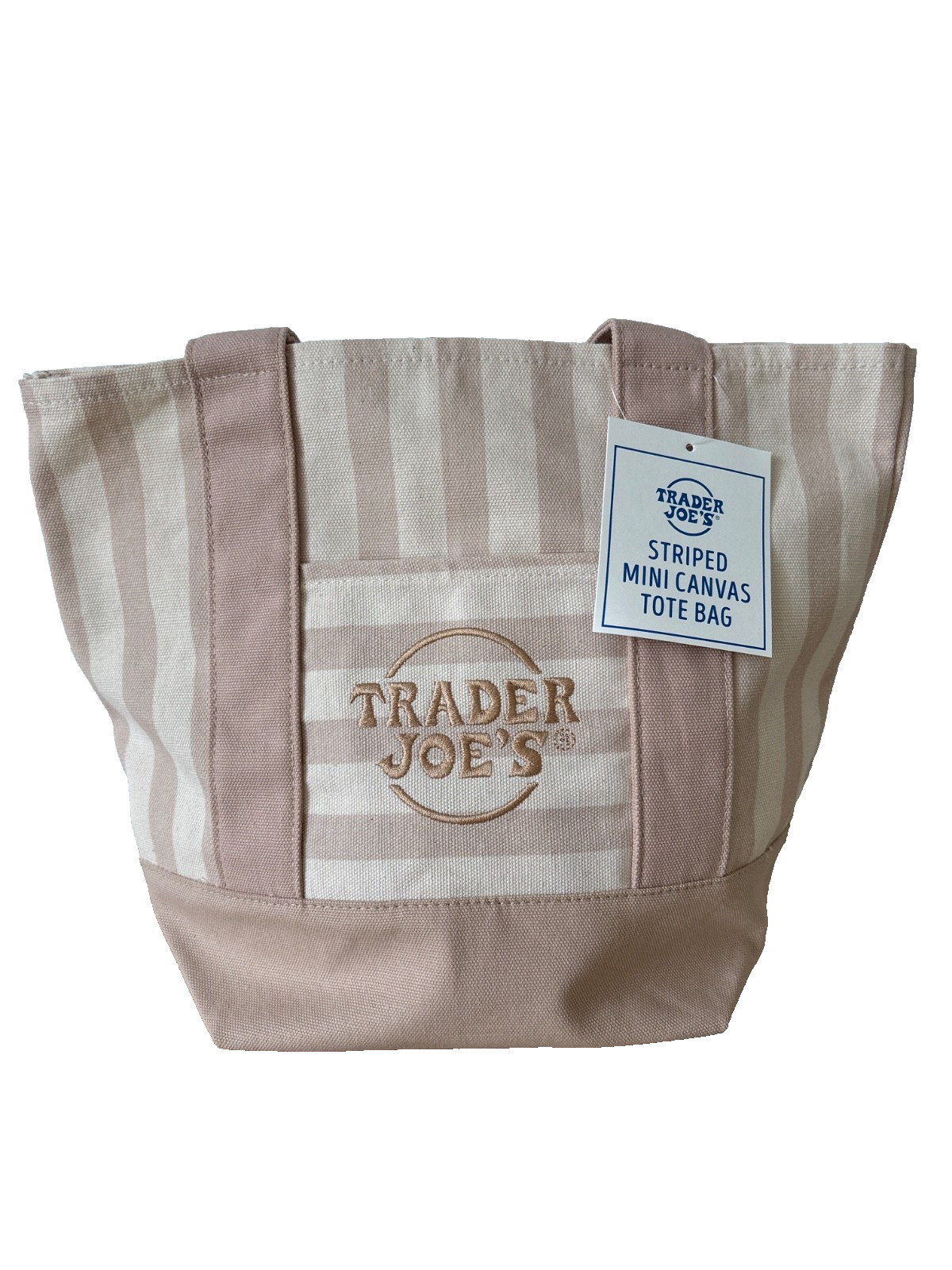 Trader Joe’s Limited Mini Canvas Pastel Striped Tote Bag 2026 Beige/Tan