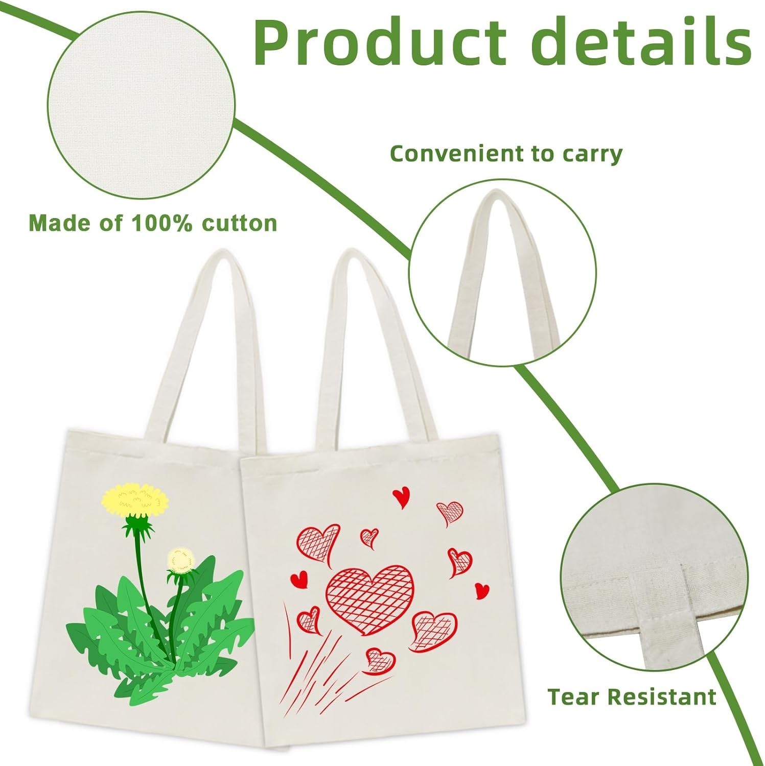 6 I 12 I 24 I 48 Pack Canvas Tote Bags,Reusable Blank Canvas for Shopping Bag…