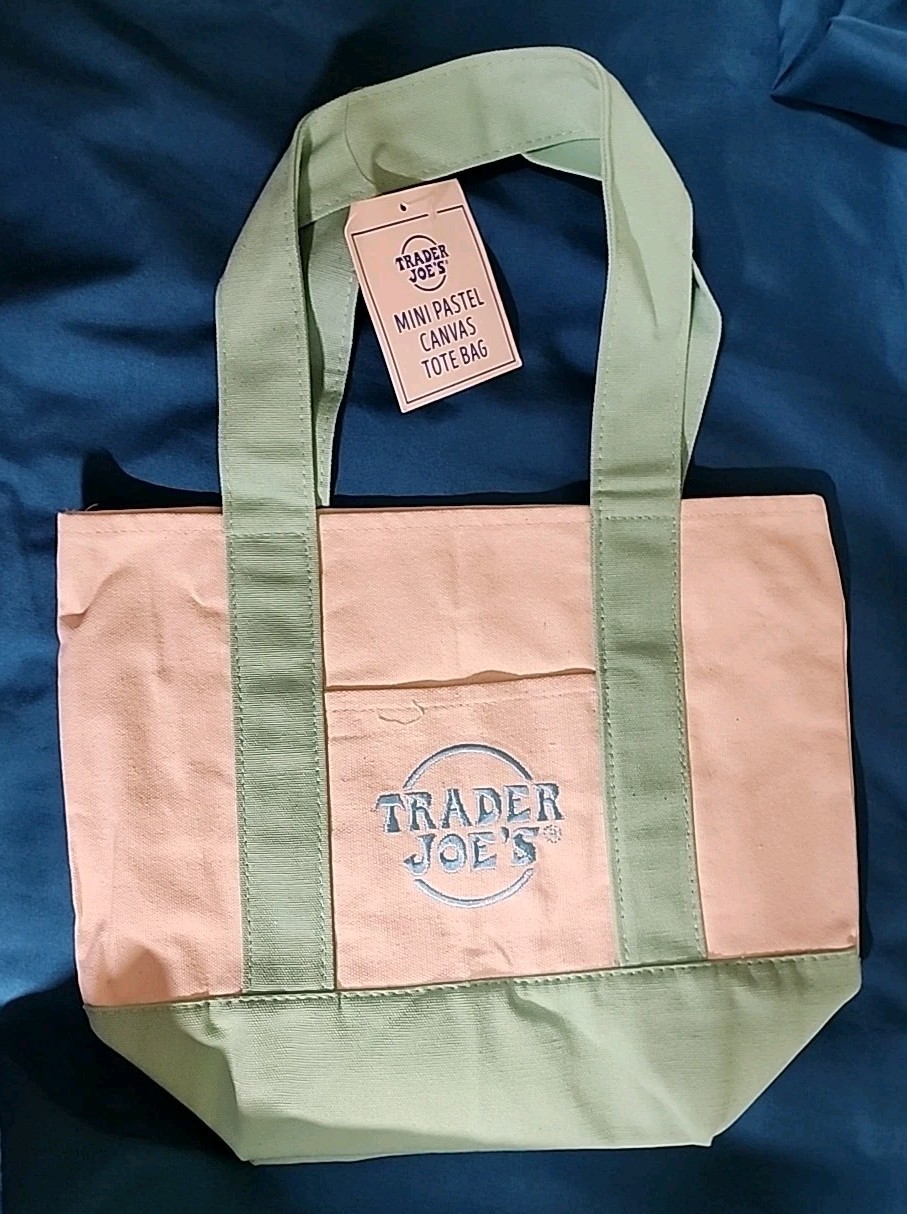 light Green Trader Joe’s Pastel Canvas Mini Tote Bag NEW NWT small