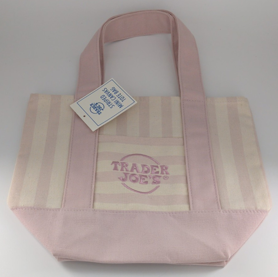 Trader Joe’s Striped Canvas Mini Tote Bags, Multicolor NWT Complete Set Of 4
