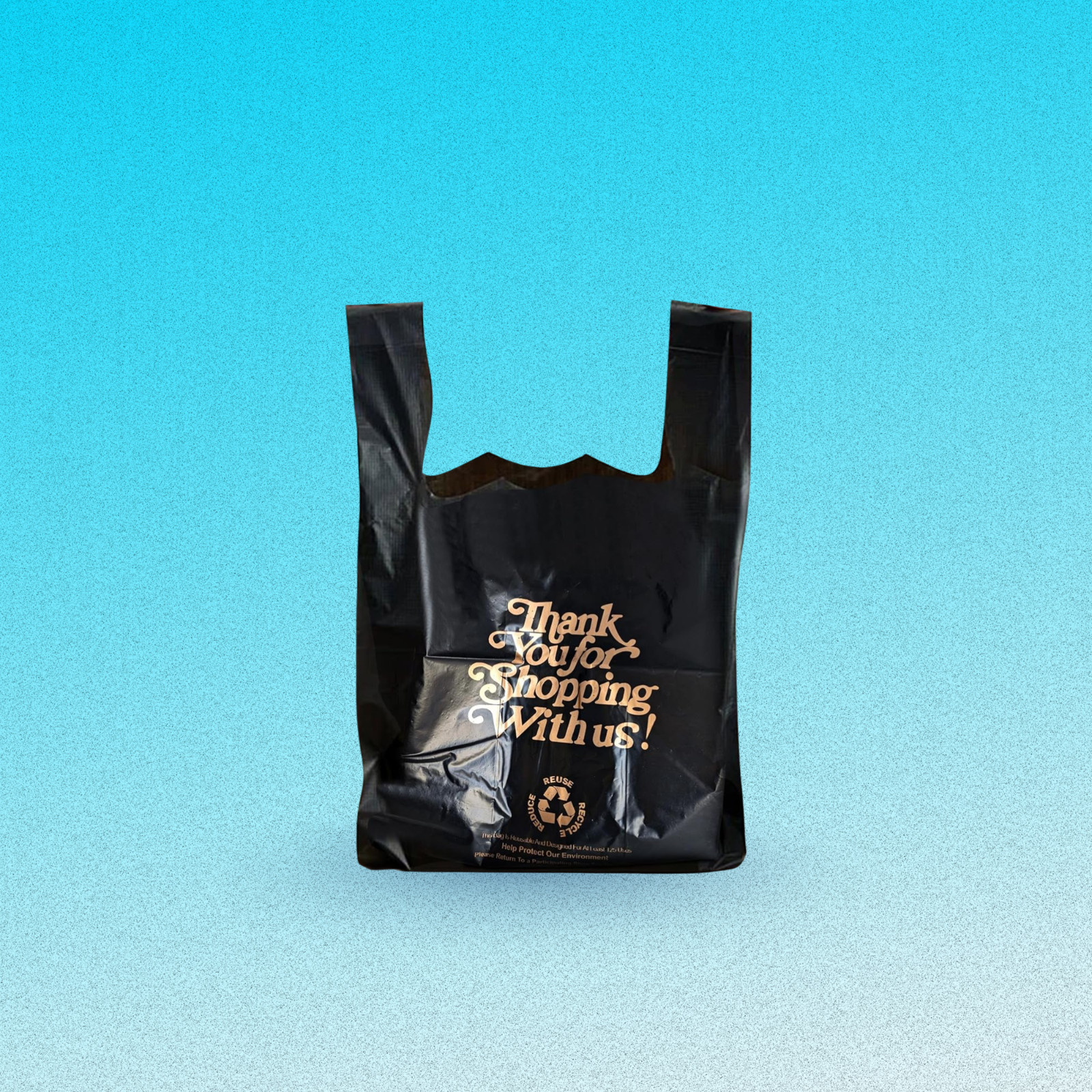 [1000] 1/8 Black Thank You Plastic Bags 10x5x18 – Grocery, Takeout, Retail Bulk