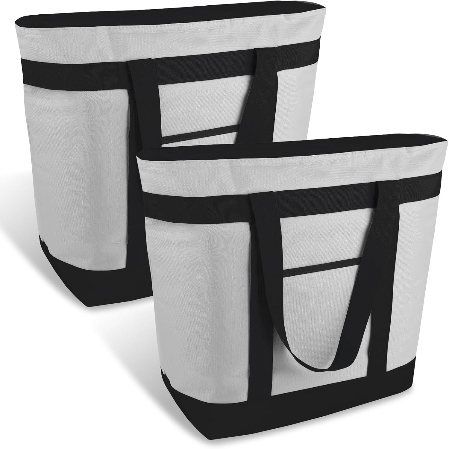 2PK Reusable Grocery Tote Bags Insulated Cooler Shopping Bag Grey Universal