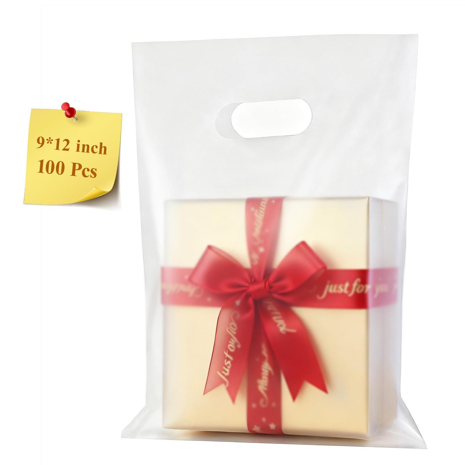 COSGOOLK 100 Pcs Plastic Bags 9 x 12 inch, 100 Pcs/9 x 12 inch Foggy White