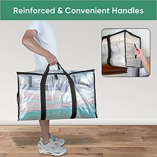 Oversized Moving Bags with Reinforced Handles, Heavy-Duty Storage 2-Pack Clear