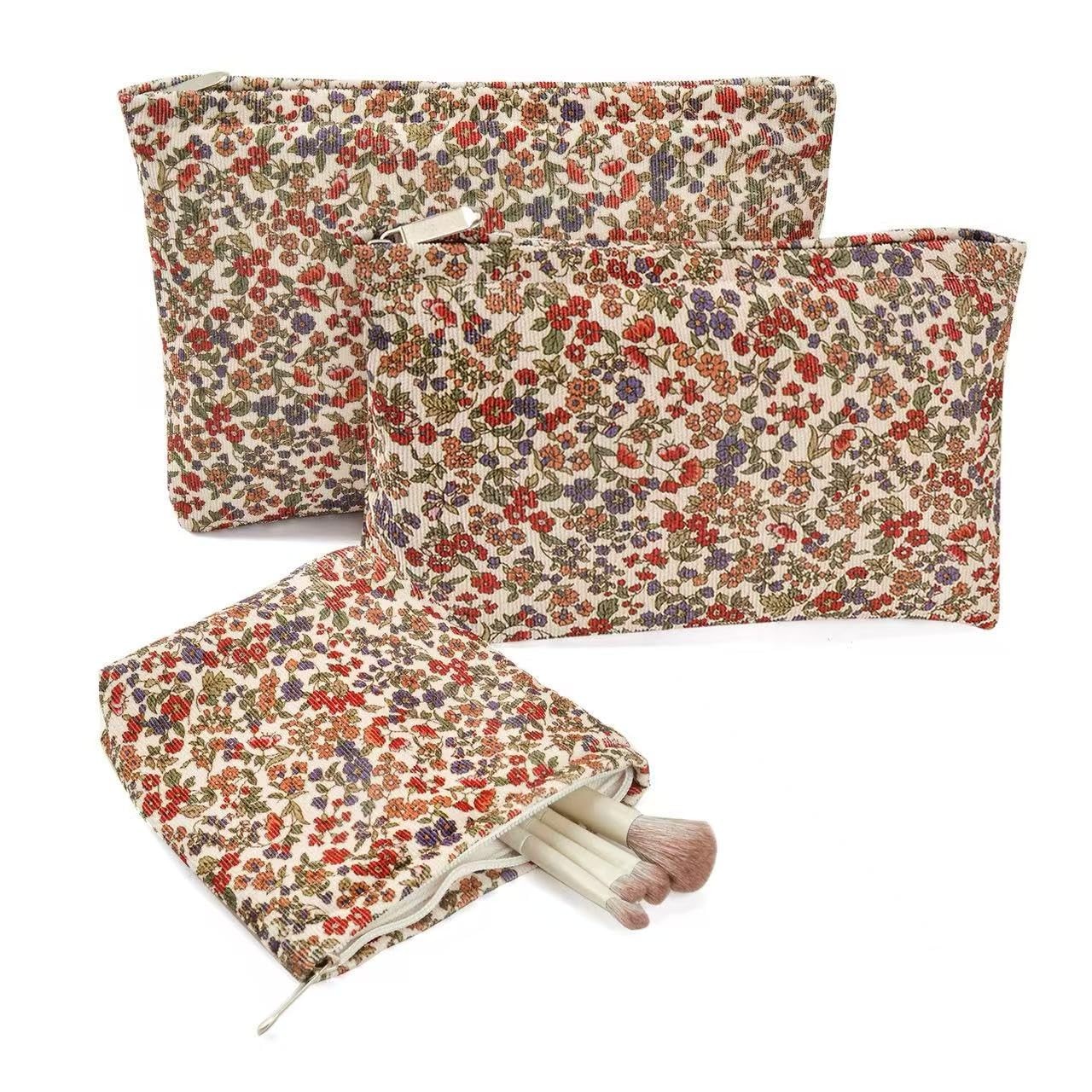3Pcs Floral Makeup Bags, Cosmetic Bags for Women, Large Capacity 01