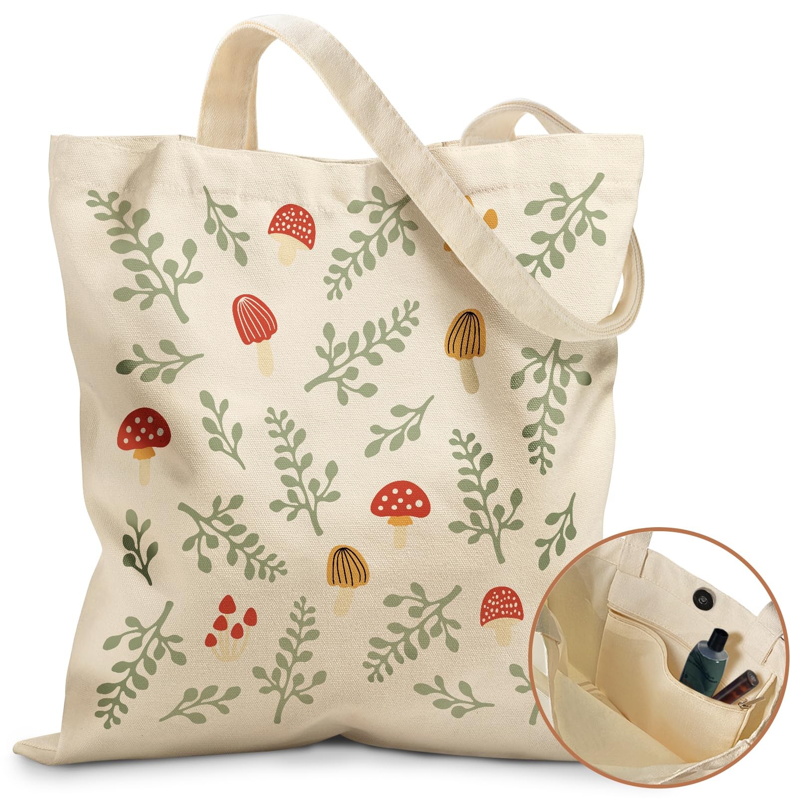 Aesthetic Tote Bag for Women with Magnetic Buckle and Zipper Inner Pocket fo…